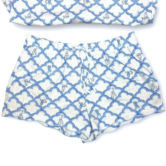 Roller Rabbit x Target Pajama Set Womens XXL Blue Monkey Print Shorts Sleepwear - Picture 6 of 7